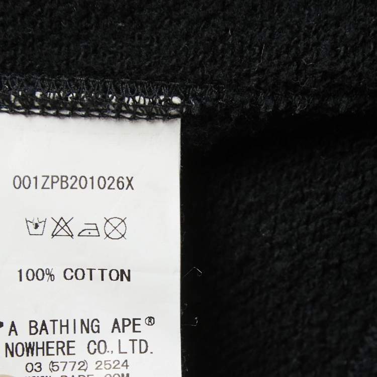 Pre Owned A Bathing Ape Black Cotton Knit Zip Front Shark Hoodie L 