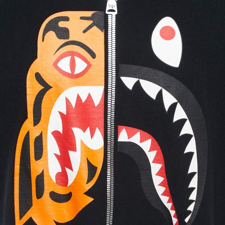 مملوكة مسبقًا A Bathing Ape Black Print Cotton Crew Neck Half Sleeve T-Shirt XL