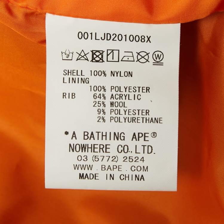 Pre Owned A Bathing Ape Navy Blue Nylon Split Shark & Tiger Patch Detailed Zip Front Bomber Jacket XL