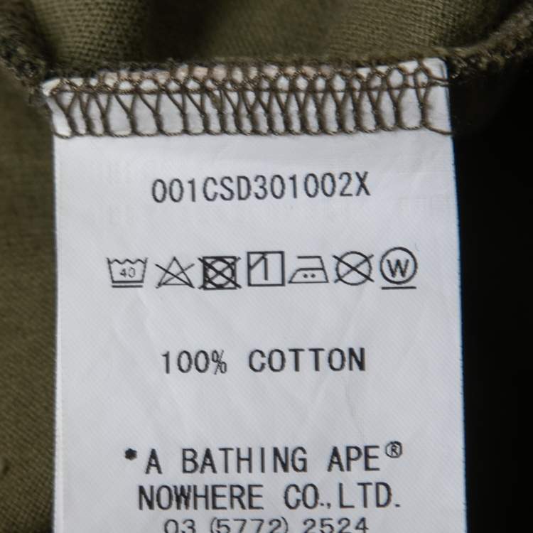 Pre Owned A Bathing Ape Military Green Camo Shark Print Cotton Crew Neck Half Sleeve T-Shirt XL