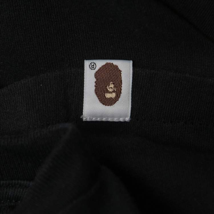 Pre Owned A Bathing Ape Black Shark Zip Print Cotton Crew Neck T-Shirt XL