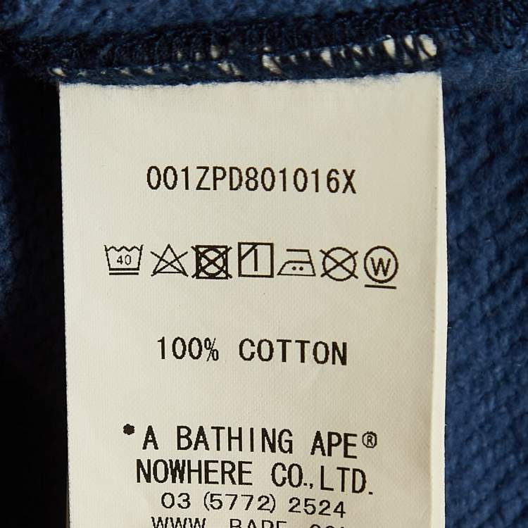 Pre Owned A Bathing Ape Navy Blue Camou Print Shark Embroidered Zip Up Jacket M