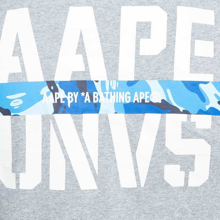 Pre Owned A Bathing Ape Grey Aape Universe Print Cotton Crew Neck T-Shirt S