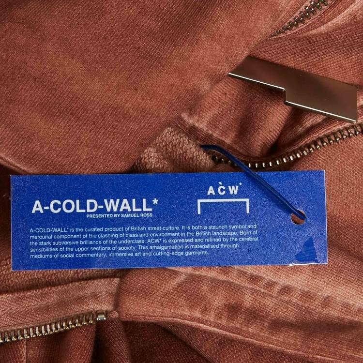 Pre Owned A Cold Wall Brown Washed Cotton Knit Zip-Up Hooded Jacket XL