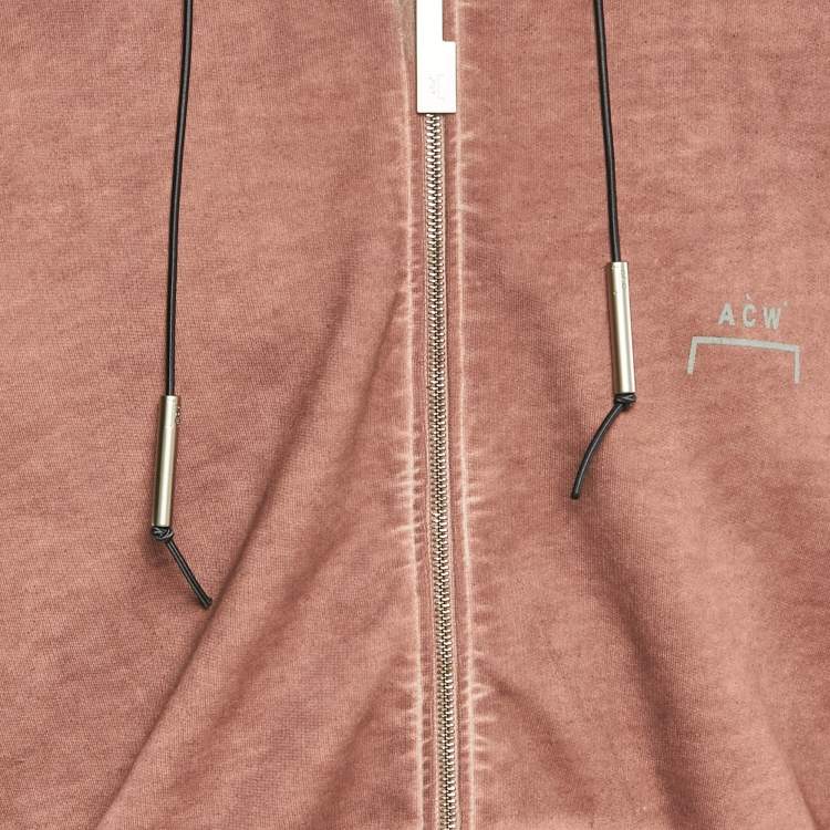 Pre Owned A Cold Wall Brown Washed Cotton Knit Zip-Up Hooded Jacket XL