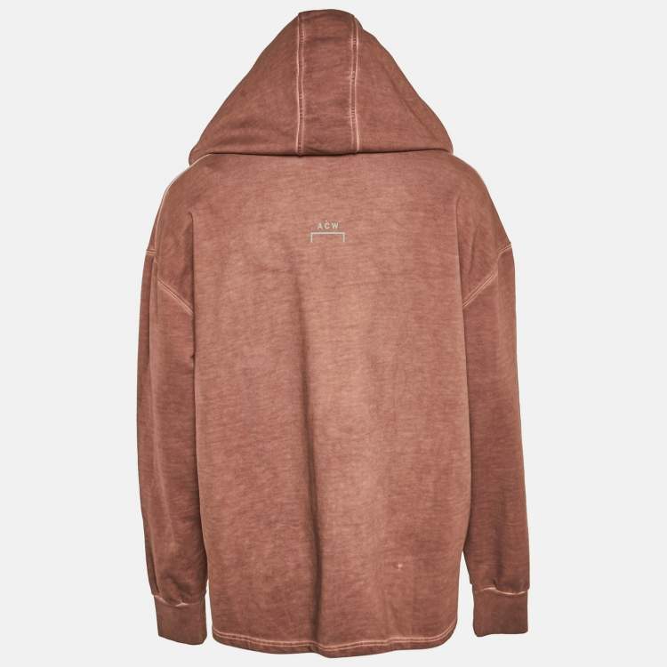 Pre Owned A Cold Wall Brown Washed Cotton Knit Zip-Up Hooded Jacket XL