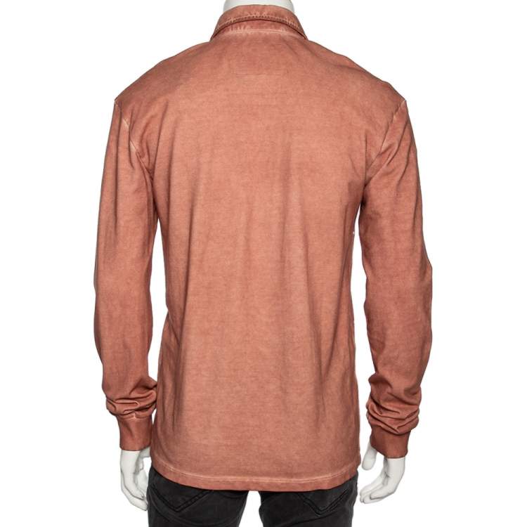 Pre Owned A Cold Wall Sandstone Orange Pique Knit Half Zipper Front Sweatshirt M