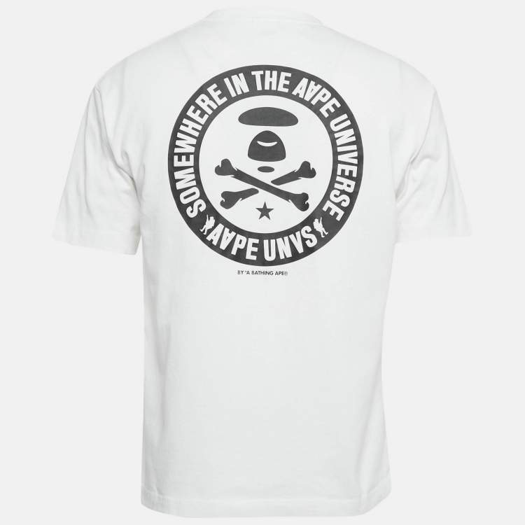 مملوكة مسبقًا AAPE By A Bathing Ape White Logo Applique Cotton T-Shirt S