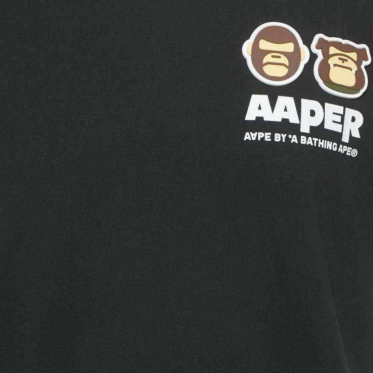 Pre Owned AApe by A Bathing Ape Black Jersey Apper Applique T-Shirt S