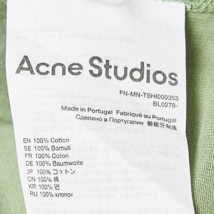 Pre Owned  Acne Studios Green Logo Print Cotton Knit Oversized T-Shirt M