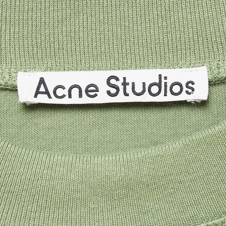 Pre Owned  Acne Studios Green Logo Print Cotton Knit Oversized T-Shirt M