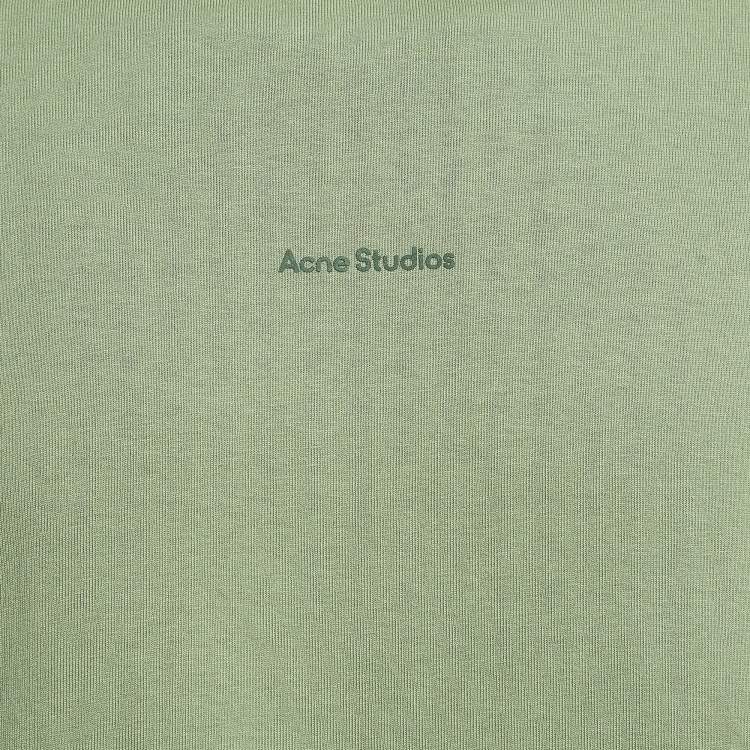 Pre Owned  Acne Studios Green Logo Print Cotton Knit Oversized T-Shirt M