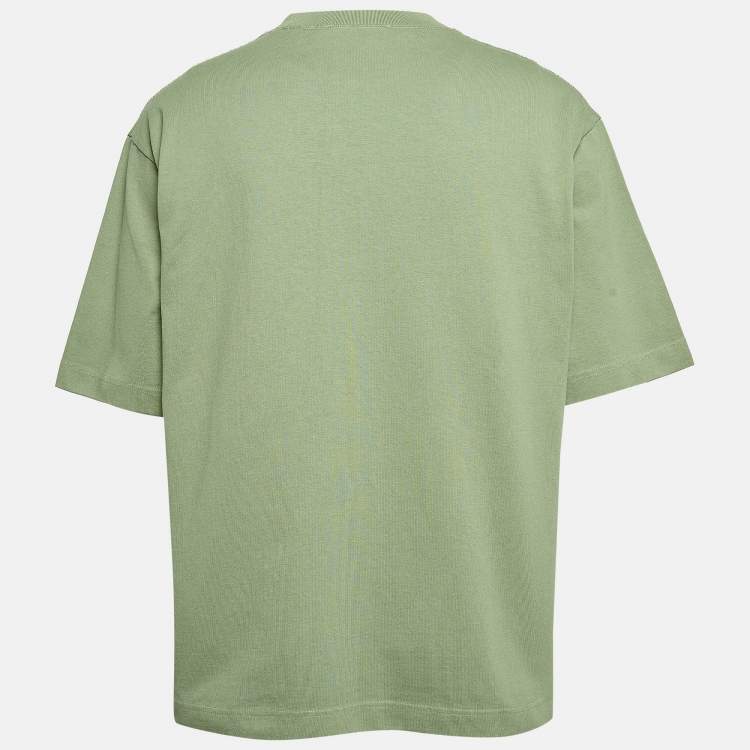 Acne Studios Green Logo Print Cotton Knit Oversized T-Shirt