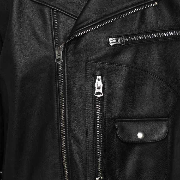 Pre Owned Acne Studios Black Leather Biker Jacket XXL