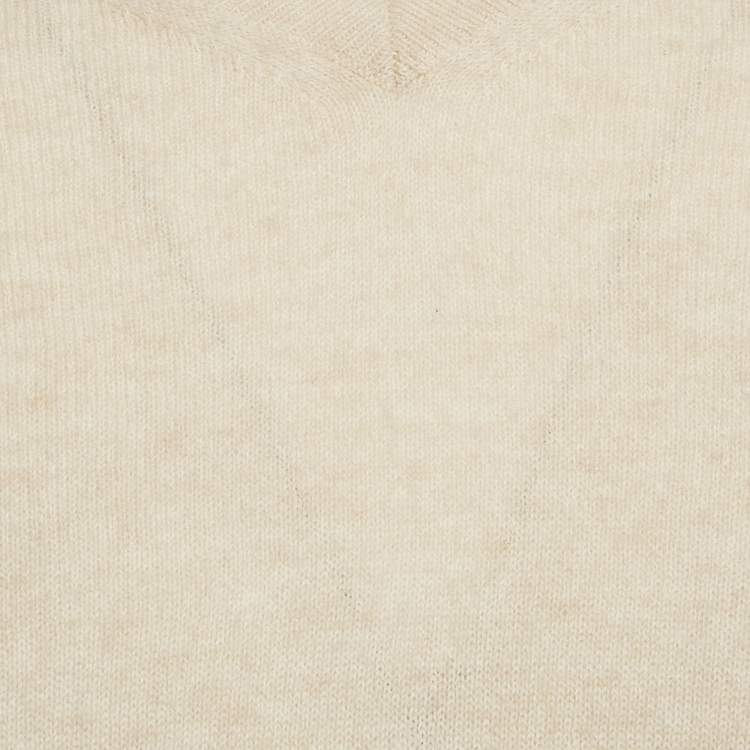 Pre Owned Acne Studios Beige Wool Knit V-Neck Sweater L