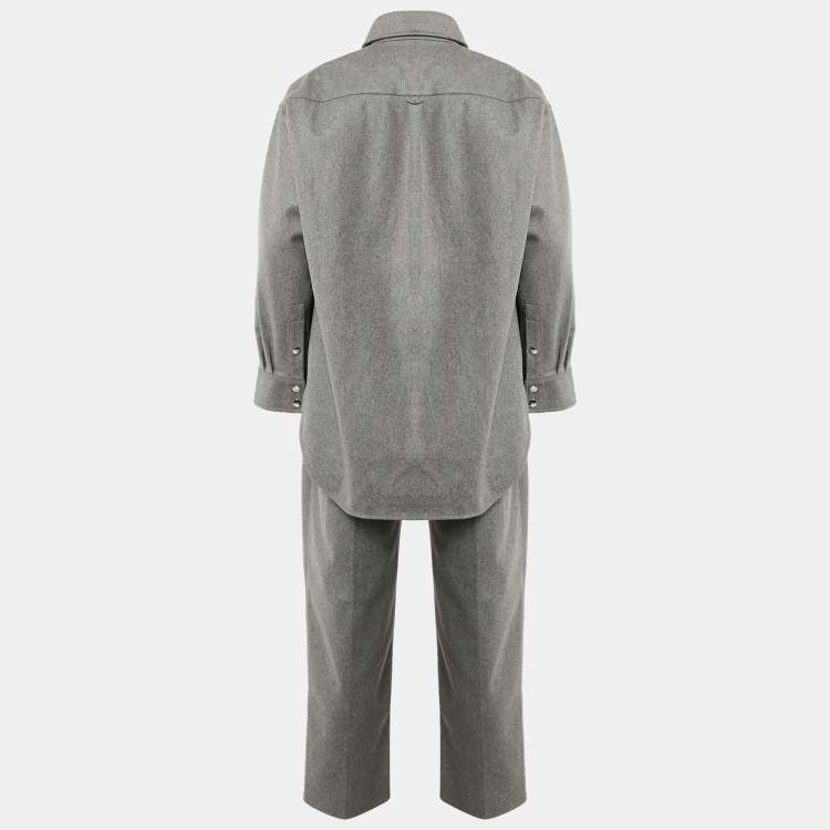 Pre Owned Acne Studios Grey Wool Blend Long Shirt and Pants Set L