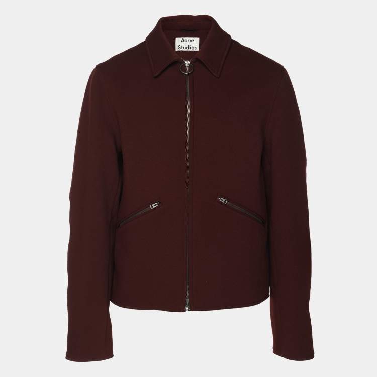 Pre Owned Acne Studios Burgundy/Blue Polyester Miles Paw Jacket S