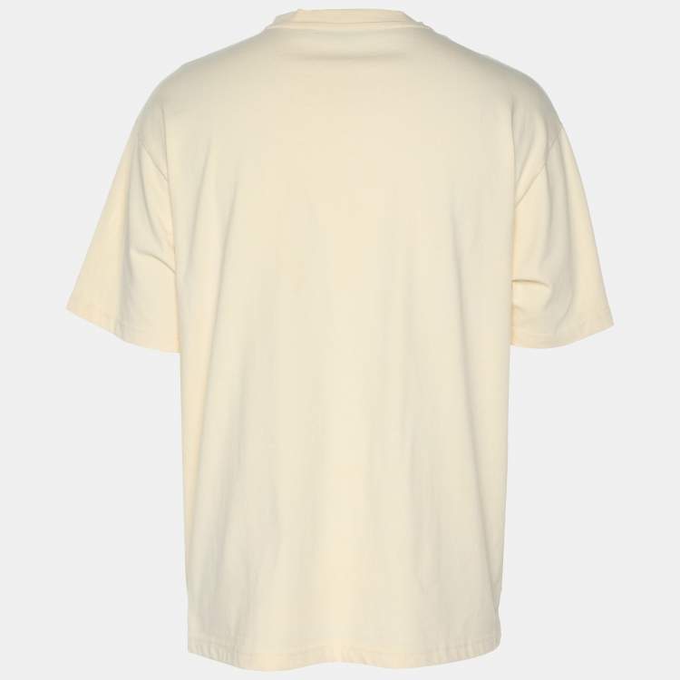 Pre Owned Acne Studios Light Beige Cotton Edlund Logo T-Shirt S
