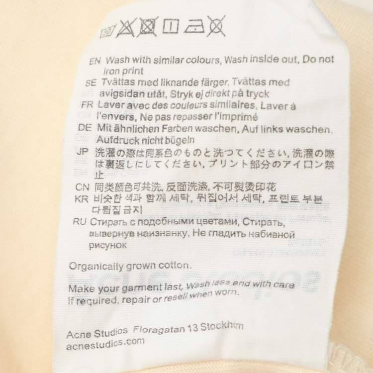 Pre Owned Acne Studios Light Beige Cotton Edlund Logo T-Shirt S