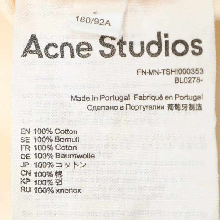 Pre Owned Acne Studios Light Beige Cotton Edlund Logo T-Shirt S