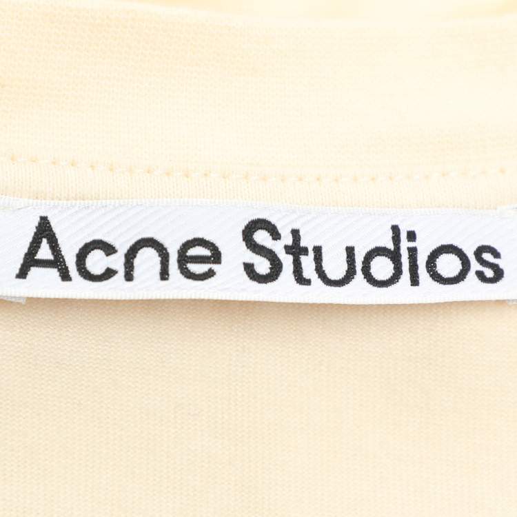 Pre Owned Acne Studios Light Beige Cotton Edlund Logo T-Shirt S