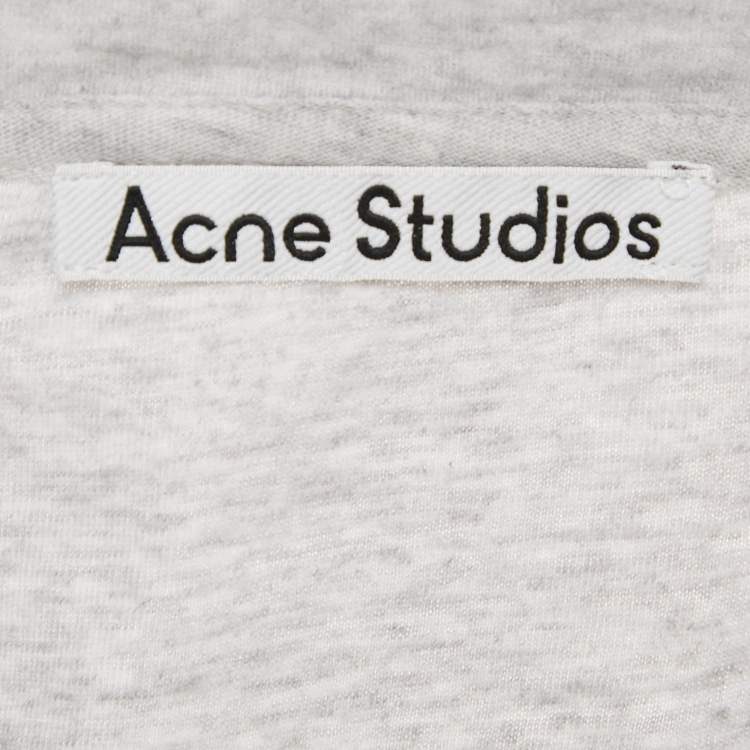 Pre Owned Acne Studios Grey Stockholm Print Jersey Distressed T-Shirt L