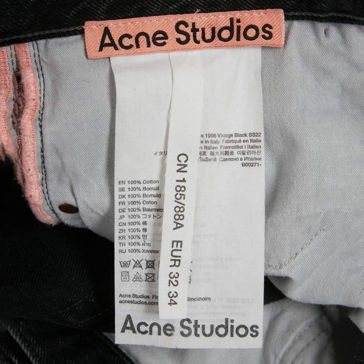 Pre Owned Acne Studios Black Denim 1996 Regular Fit Jeans L Waist 32"