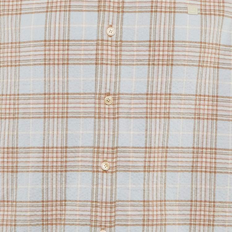 Pre Owned Acne Studios Blue Checkered Print Cotton Shirt S