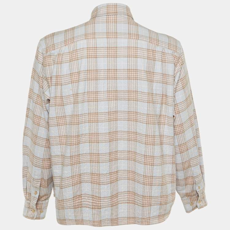 Pre Owned Acne Studios Blue Checkered Print Cotton Shirt S