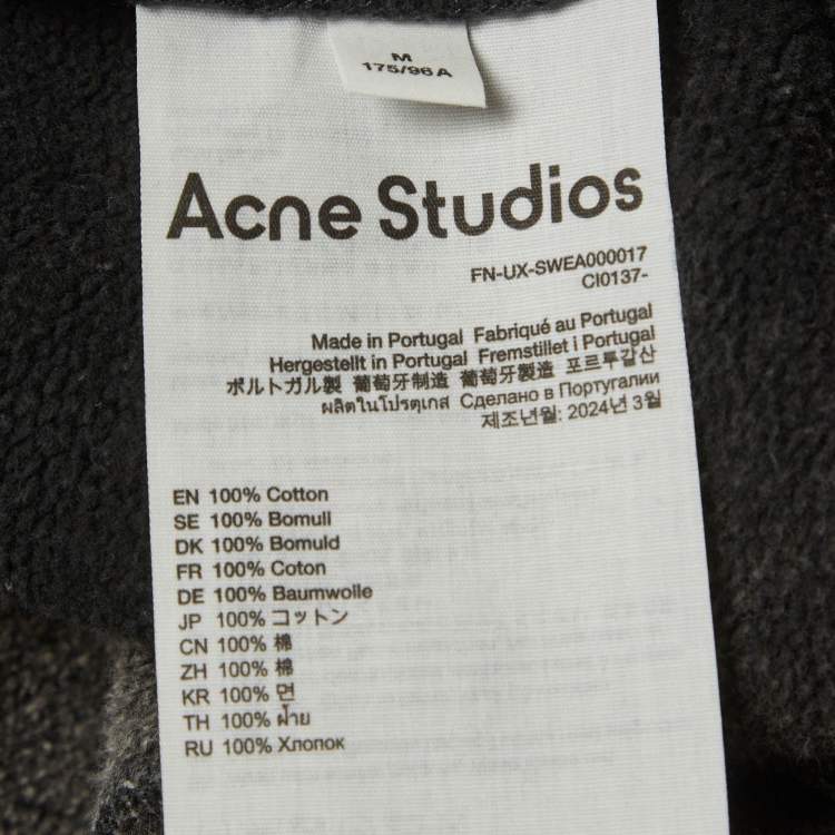Pre Owned Acne Studios Grey Cotton Crewneck Oversized Sweatshirt M 