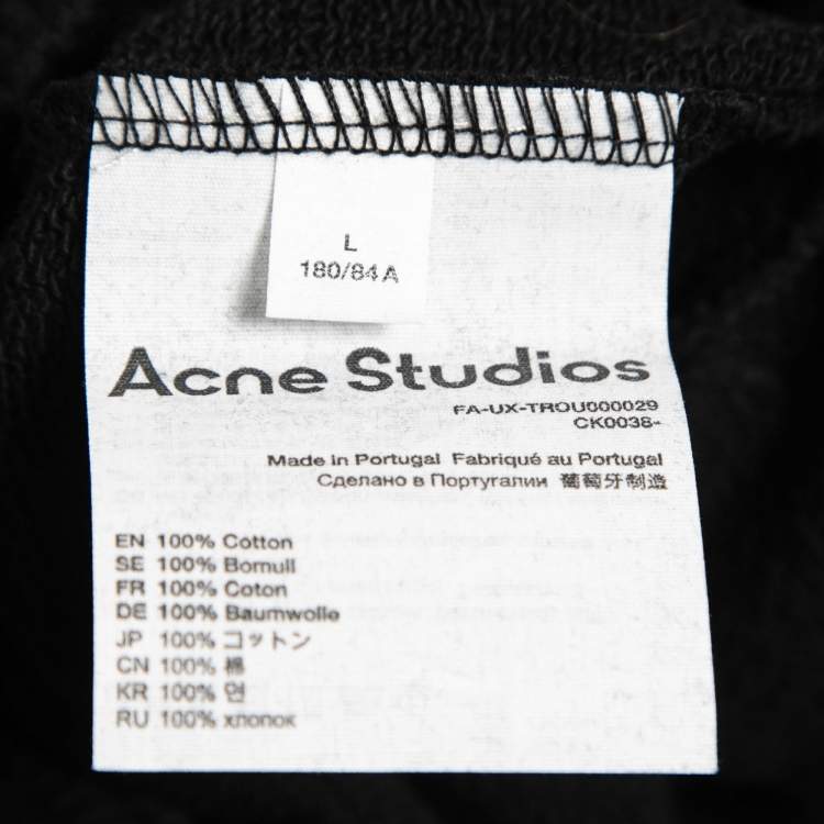 Pre Owned Acne Studios Black Cotton Sweatpants L