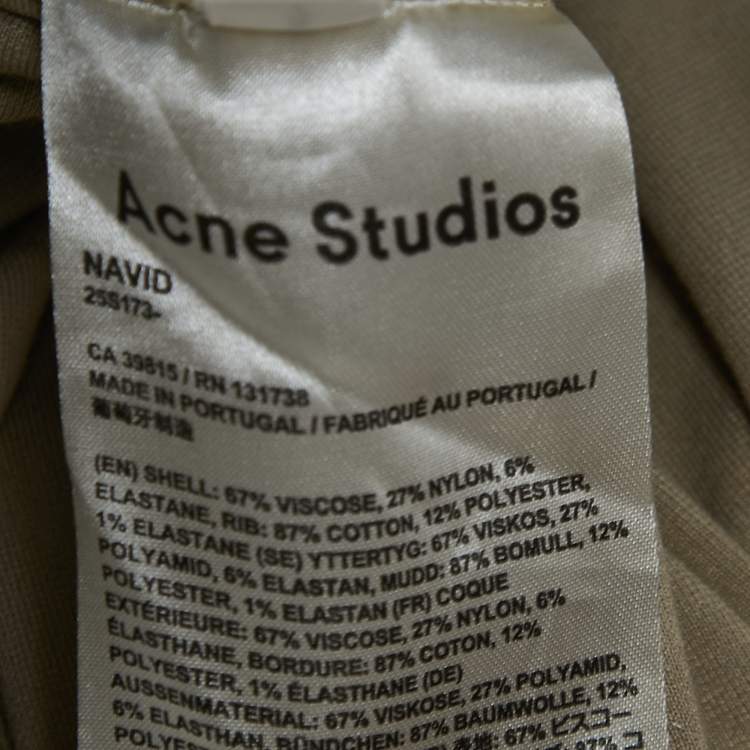 Pre Owned Acne Studios Beige Cotton Knit Crew Neck Half Sleeve T-Shirt L
