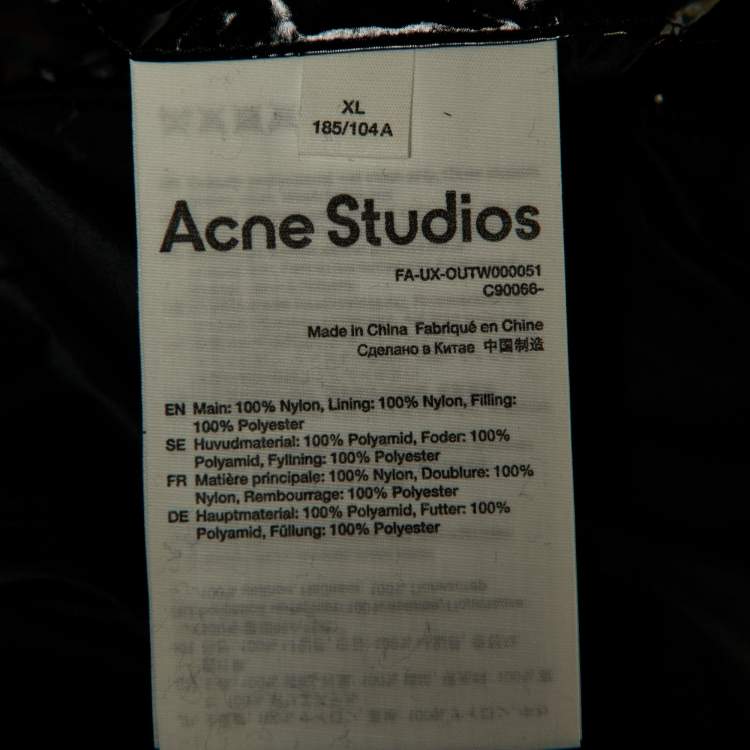 Pre Owned Acne Studios Black Nylon Zip Up Puffer Jacket XL