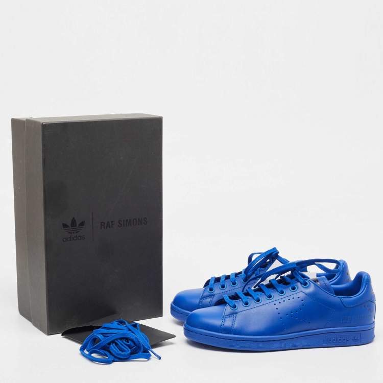Pre Owned Adidas By Raf Simons Blue Leather Stan Smith Sneakers Size 38