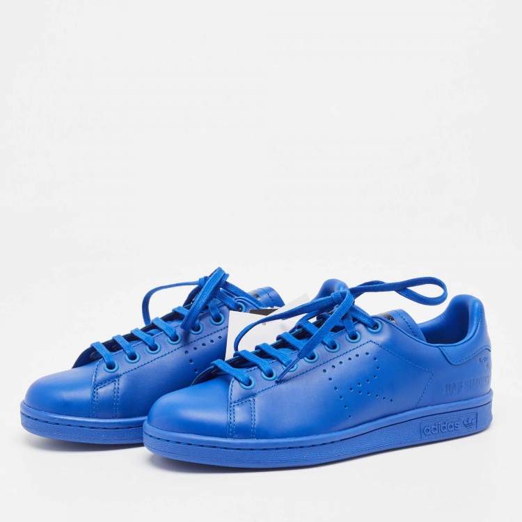 Pre Owned Adidas By Raf Simons Blue Leather Stan Smith Sneakers Size 38
