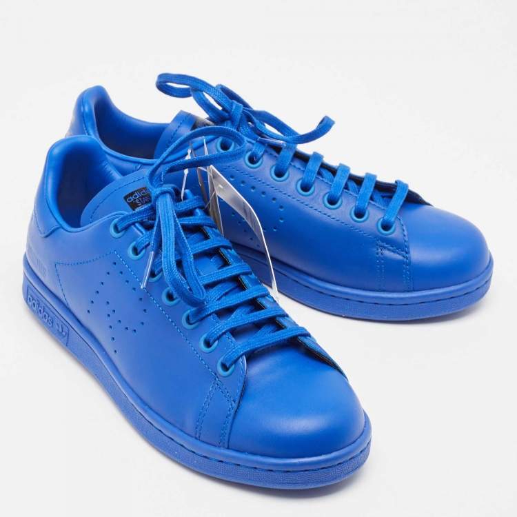 Pre Owned Adidas By Raf Simons Blue Leather Stan Smith Sneakers Size 38