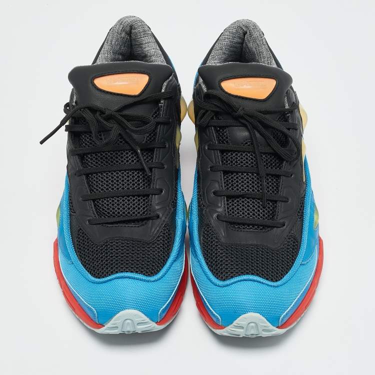 Pre Owned Adidas By Raf Simons Black/Blue Mesh and Leather Ozweego Sneakers Size 44