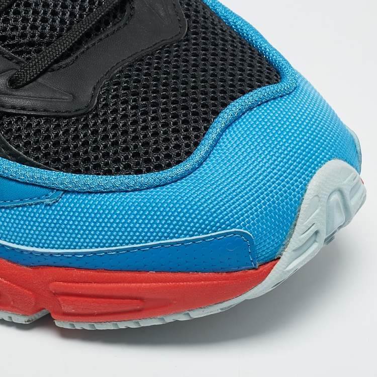 Pre Owned Adidas By Raf Simons Black/Blue Mesh and Leather Ozweego Sneakers Size 44