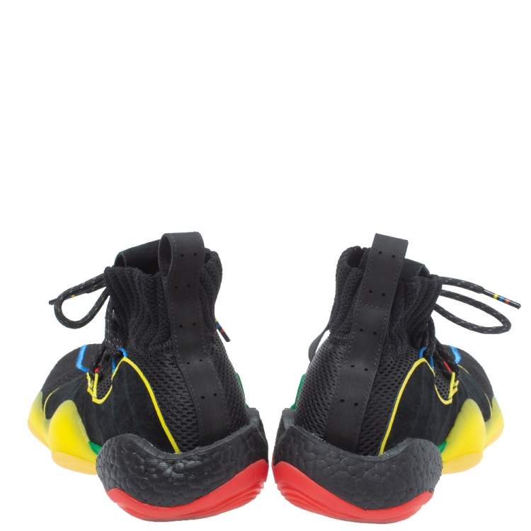 Pre Owned Adidas x Pharrell Williams Crazy Byw Lvl X Multicolor Mesh And Suede Sneakers Size 45.5