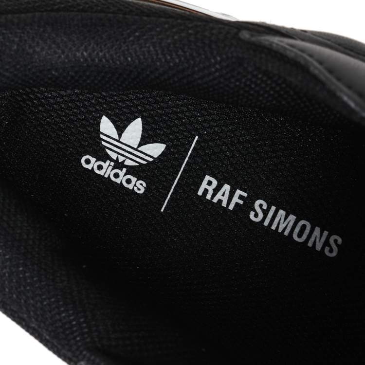 Pre Owned Adidas By Raf Simons Black/Silver Leather Ozweego Core Sneakers Size 42