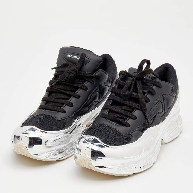 Adidas By Raf Simons Black/Silver Mesh Ozweego Core Sneakers Size 39 Adidas By Raf Simons | TLC