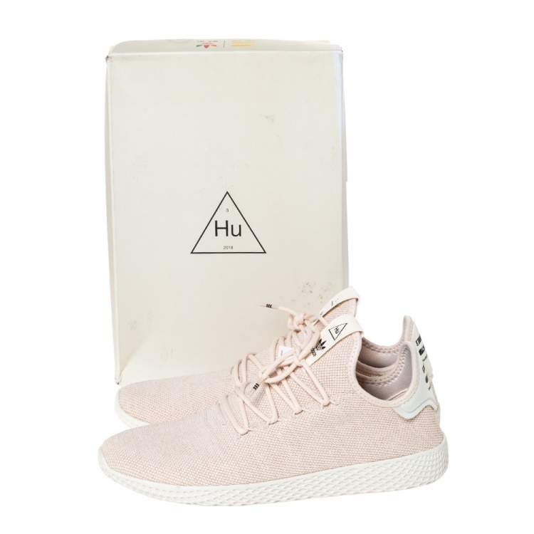 Pre Owned Pharrell Williams x Adidas Light Cream Cotton Knit PW Tennis Hu Sneakers Size 46