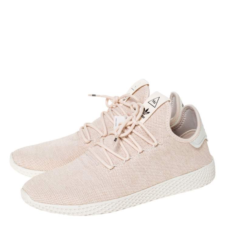 Pre Owned Pharrell Williams x Adidas Light Cream Cotton Knit PW Tennis Hu Sneakers Size 46