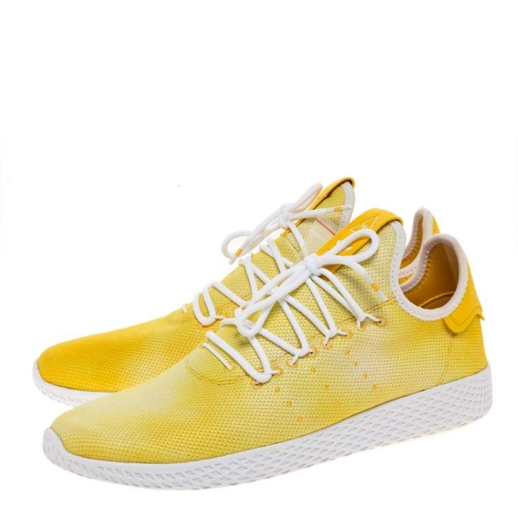 Pre Owned Pharrell Williams x Adidas Holi Yellow Cotton Knit PW Tennis Hu Sneakers Size 46