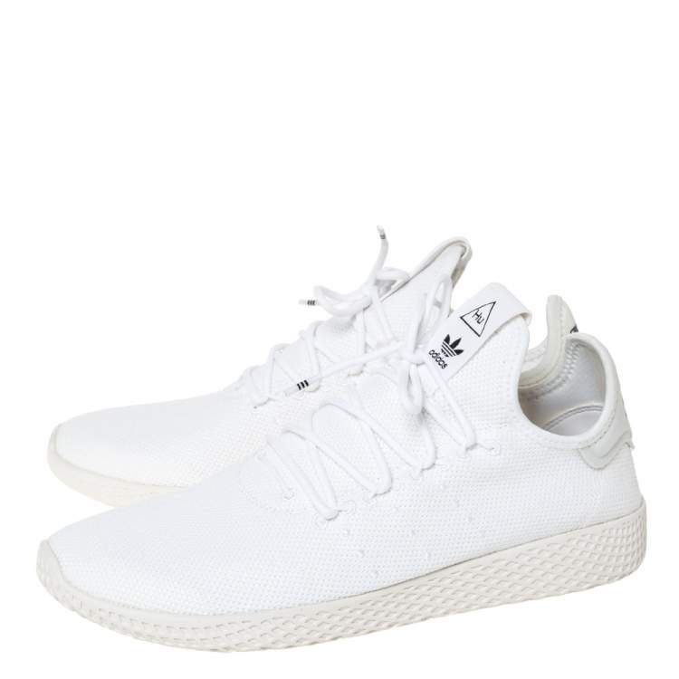 Pre Owned Pharrell Williams x Adidas White Cotton Knit PW Tennis Hu Sneakers Size 46