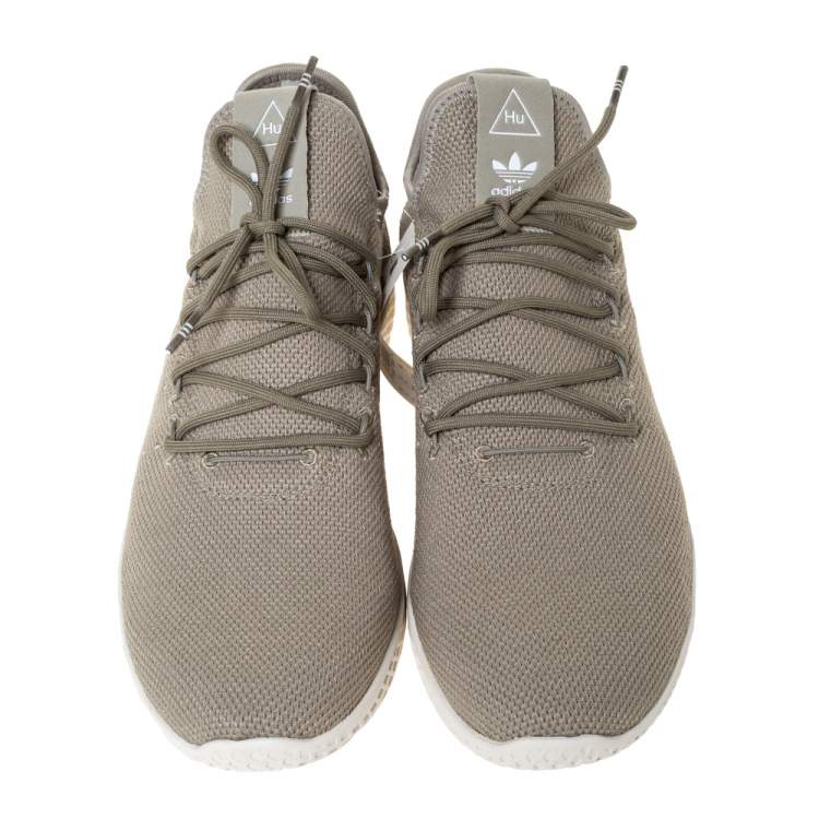 Pre Owned Pharrell Williams x Adidas Chalk Green Cotton Knit PW Tennis Hu Sneakers Size 46