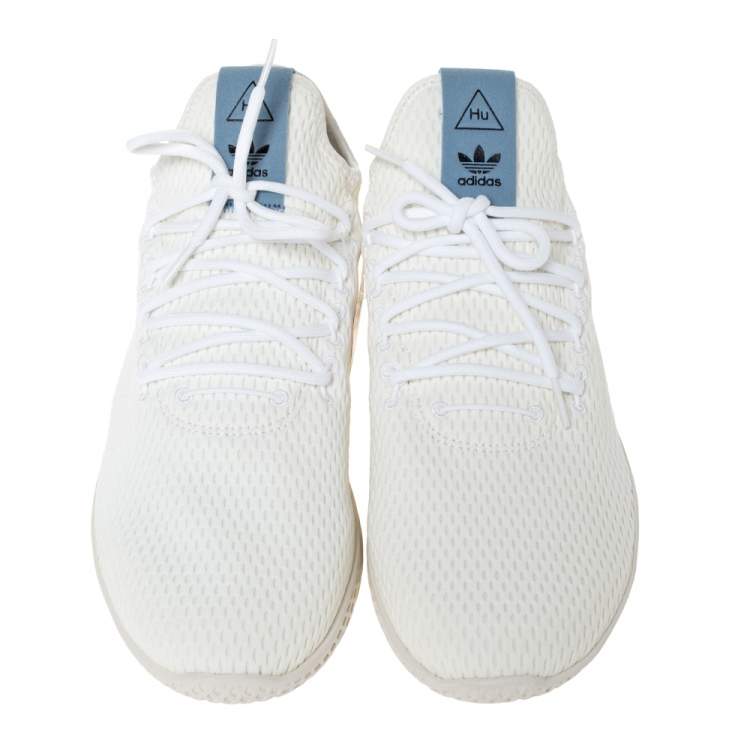 Pre Owned Pharrell Williams x Adidas White Cotton Knit PW Tennis Hu Sneakers Size 46