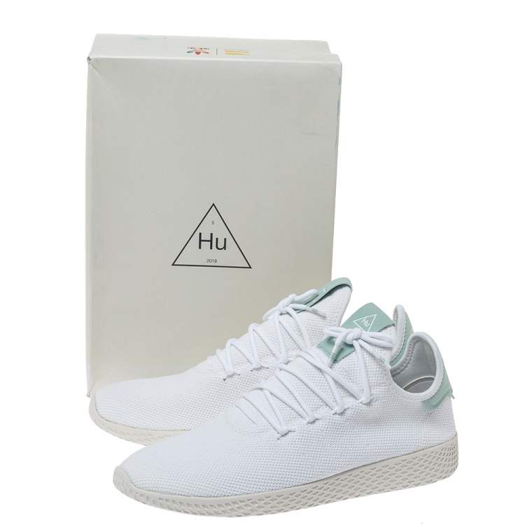 مملوكة مسبقًا Pharrell Williams x Adidas White Cotton Knit PW Tennis Hu Sneakers Size 46