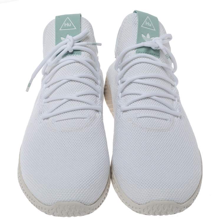 مملوكة مسبقًا Pharrell Williams x Adidas White Cotton Knit PW Tennis Hu Sneakers Size 46