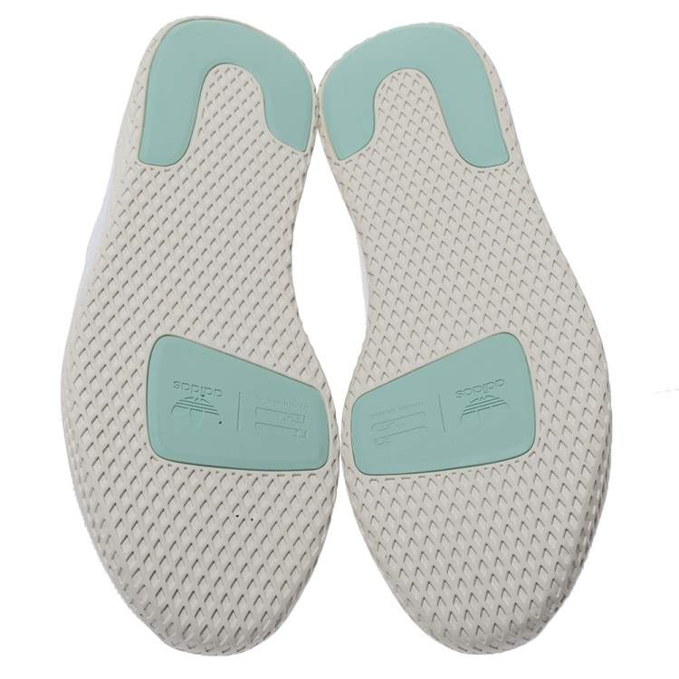 مملوكة مسبقًا Pharrell Williams x Adidas White Cotton Knit PW Tennis Hu Sneakers Size 46